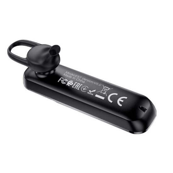 Business Wireless Headset Hoco E57 Essential V.5.0 Μαύρο,Μεγάλο Πλήκτρο,10 Ώρες Ομιλίας