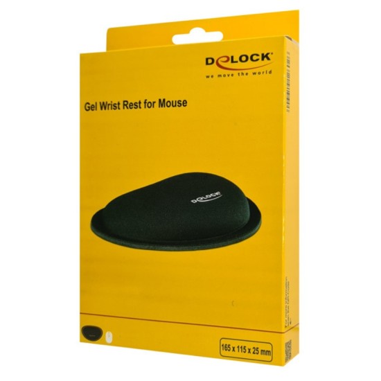 DELOCK στήριγμα καρπού για ποντίκι 12602, 25x115x165mm, μαύρο