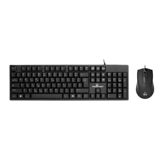 POWERTECH set ποντίκι & πληκτρολόγιο PT-1075, ενσύρματο, 1000DPI, μαύρο