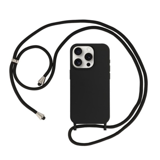 STRAP SILICONE CASE FOR IPHONE 14 PRO MAX DESIGN 1 BLACK