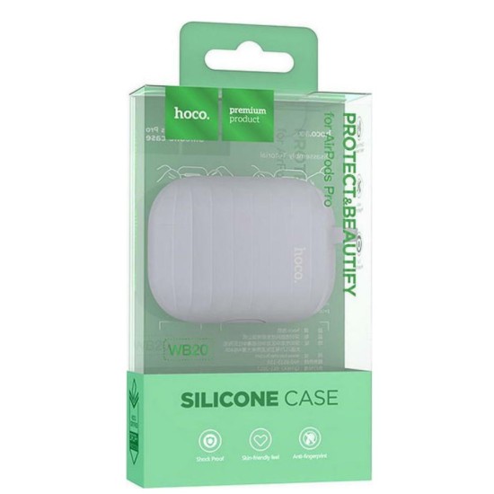 Θήκη Hoco WB20 Fenix Liquid Silicone Protective για Airpods Pro με Λουράκι Γκρι
