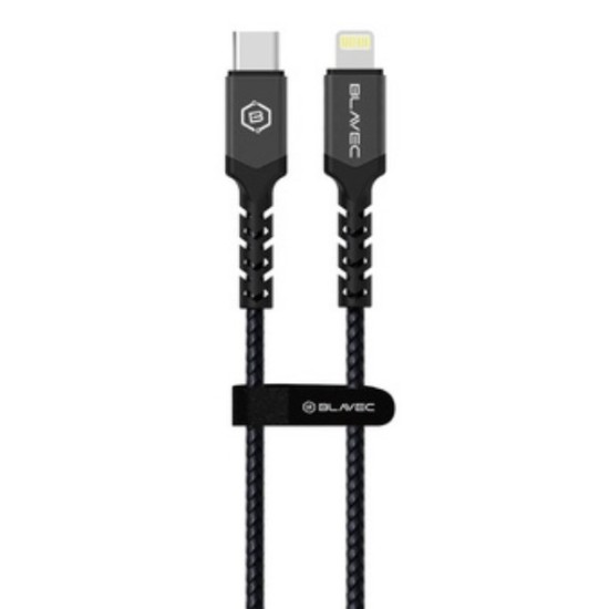 BLAVEC CABLE- TYPE C TO LIGHTNING - PD 20W 2,4A 2 METRES (BLACK-GREY