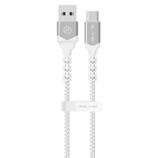 Blavec Cable Raptor braided - USB to Type C - PD 66W 6A 1 metre (CRA-UC6WS10) white-silver