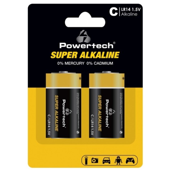 POWERTECH αλκαλικές μπαταρίες Super Alkaline PT-1216, LR14, 1.5V, 2τμχ POWERTECH αλκαλικές μπαταρίες Super Alkaline PT-1216, LR14, 1.5V, 2τμχ