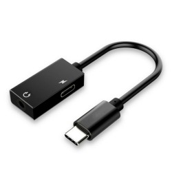 POWERTECH αντάπτορας USB-C σε USB-C & 3.5mm CAB-UC053, μαύρος POWERTECH αντάπτορας USB-C σε USB-C & 3.5mm CAB-UC053, μαύρος