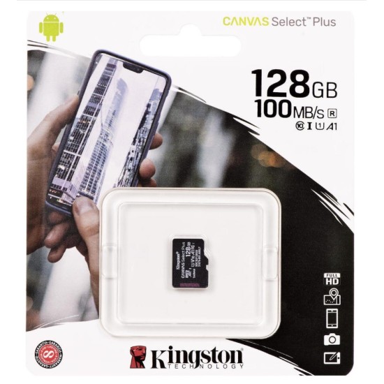 KINGSTON SDCS2/128GBSP CANVAS SELECT PLUS 128GB MICRO SDXC 100R A1 C10 SINGLE PACK