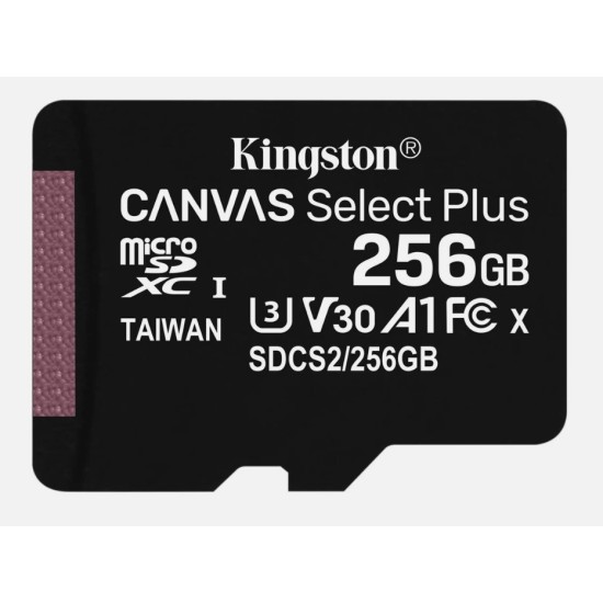 KINGSTON SDCS2/256GBSP CANVAS SELECT PLUS 256GB MICRO SDXC 100R A1 C10 SINGLE PACK