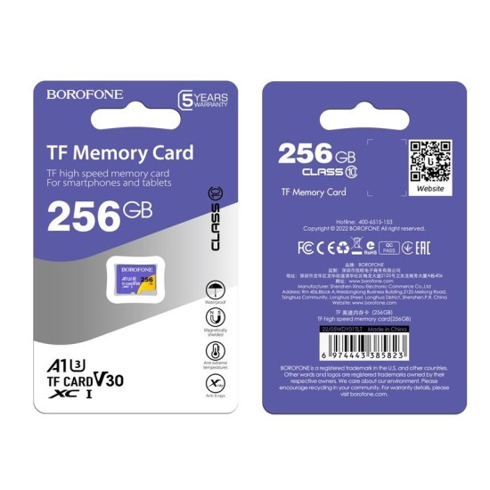 Borofone Memory card MicroSD 256GB SDXC U3 Class10 100MB/s