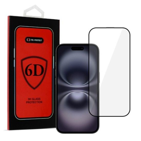 Tel Protect Full Glue 6D Tempered Glass for IPHONE 16 BLACK