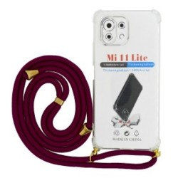 Θήκη Ancus Crossbody για Xiaomi Mi 11 Lite 5G/Mi 11 Lite με Κορδόνι Μπορντό Διάφανη