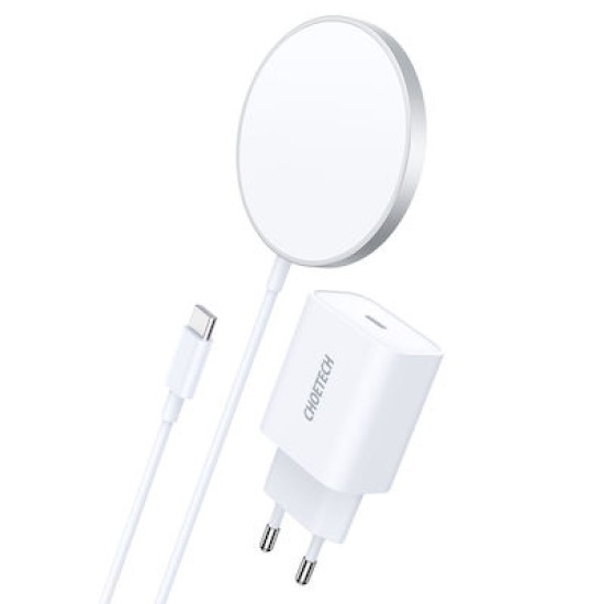 Choetech MagSafe Qi Wireless Charger 15W with Aluminum Stand Silver + PD 20W AC Charger H047