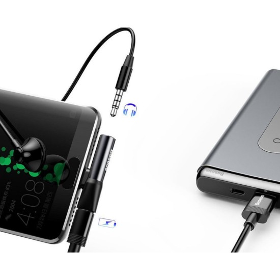 Baseus adapter L41 USB-C to USB-C - jack 3,5 mm black