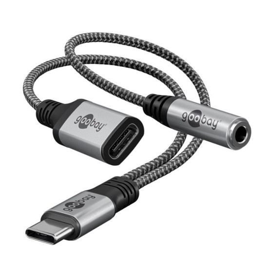 GOOBAY αντάπτορας USB-C σε 3.5mm & USB-C 74524, 60W, 480Mbps, γκρι