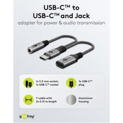 GOOBAY αντάπτορας USB-C σε 3.5mm & USB-C 74524, 60W, 480Mbps, γκρι GOOBAY αντάπτορας USB-C σε 3.5mm & USB-C 74524, 60W, 480Mbps, γκρι