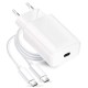 FORCELL F-ENERGY TFK-TC-25WPD travel charger Type C+ cable Type C to Type C PD Q.C 3A 25W white