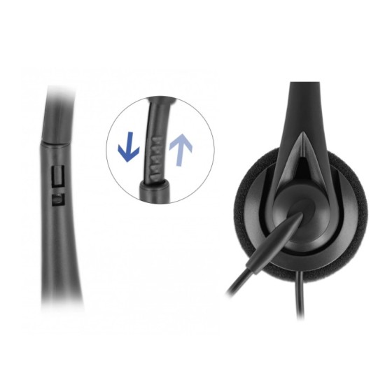 DELOCK headphones με μικρόφωνο 27177, mono, USB, volume control, μαύρα