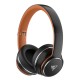DOQAUS headphones DESIGN 3, ασύρματα & ενσύρματα, Φ40mm, 600mAh, μαύρα/καφέ