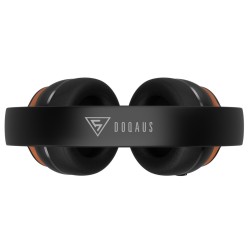 DOQAUS headphones DESIGN 3, ασύρματα & ενσύρματα, Φ40mm, 600mAh, μαύρα/καφέ