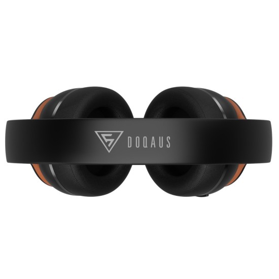 DOQAUS headphones DESIGN 3, ασύρματα & ενσύρματα, Φ40mm, 600mAh, μαύρα/καφέ