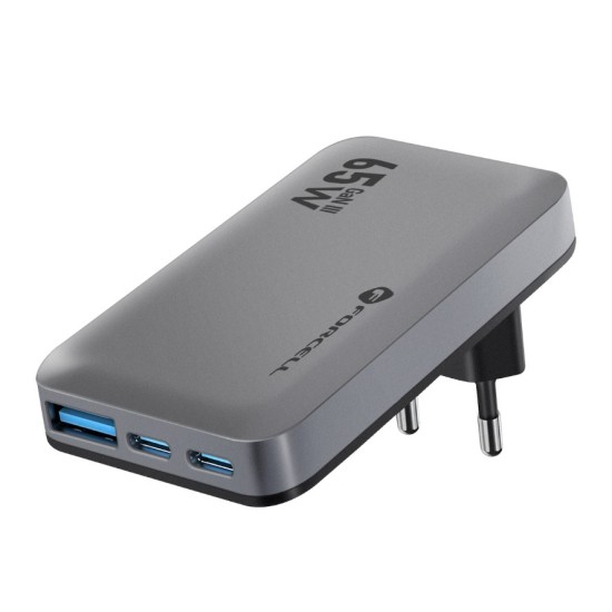 FORCELL F-ENERGY GaN III VT-47 Ultra Slim travel charger 2 x Type C + USB A PD QC4.0 4A 65W gray
