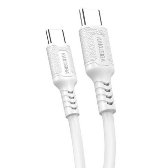 KAKUSIGA καλώδιο USB-C σε USB-C KSC-984, σιλικόνης, 60W, 480Mbps, 1m, λευκό