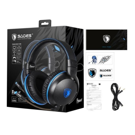 SADES Gaming Headset Fpower SA-717-BL, multiplatform, 3.5mm