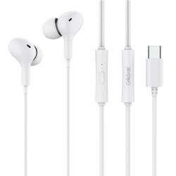 CELEBRAT earphones με μικρόφωνο D13, USB-C σύνδεση, Φ10mm, 1.2m, λευκά