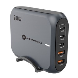 Forcell FEnergy GaN III desktop charger 3 x USB-C + 2 x USB-A QC4.0 PD 5A 200W VT-51 gray