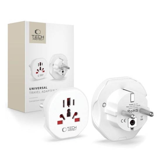 TECH PROTECT UNIVERSAL TRAVEL ADAPTER EU to UK/AU/FI