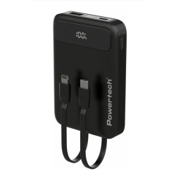 POWERTECH power bank με καλώδια και οθόνη PT-1417 10000mAh, 22.5W, μαύρο