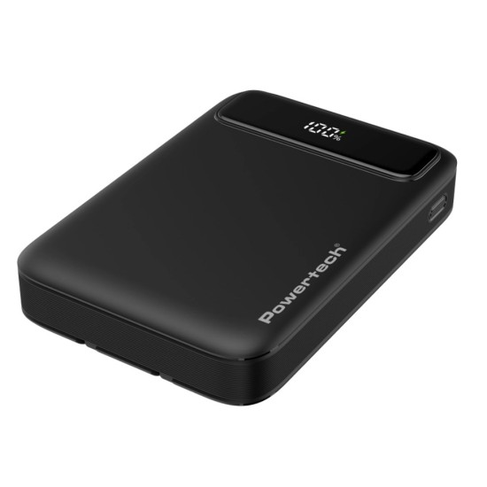 POWERTECH power bank με καλώδια και οθόνη PT-1417 10000mAh, 22.5W, μαύρο