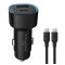 POWERTECH φορτιστής αυτοκινήτου PT-1230, καλώδιο, USB/USB-C, 48W, μαύρος