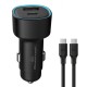 POWERTECH φορτιστής αυτοκινήτου PT-1230, καλώδιο, USB/USB-C, 48W, μαύρος