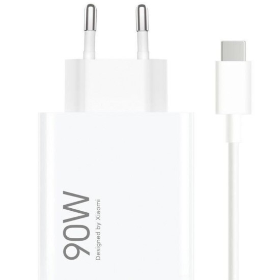 Φορτιστής Ταξιδίου Ταχείας Φόρτισης Xiaomi HyperCharge  USB A 90W & Καλώδιο USB C 1m Λευκό