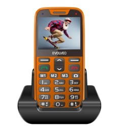 EVOLVEO EasyPhone XR, κινητό τηλέφωνο για ηλικιωμένους με βάση φόρτισης, πορτοκαλί
