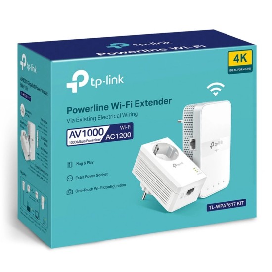 TP-LINK TL-WPA7617 AV1000 Passthrough Powerline Wi-Fi Kit v1