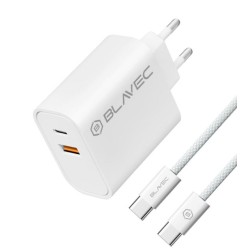 Blavec Wall charger BC-2 - USB + Type C  cable (TCBC2-UCW20+CC) white