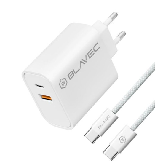 Blavec Wall charger BC-2 - USB + Type C  cable (TCBC2-UCW20+CC) white