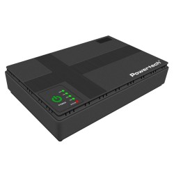 POWERTECH mini DC UPS PT-1435, 36W, 10400mAh, 3x DC, USB/LAN/POE, μαύρο