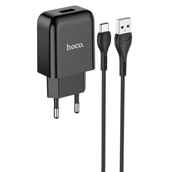 Phone charger Hoco USB A 2A 10W + cable USB A to USB C N2 black