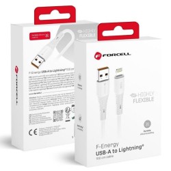 Cable USB A to Lightning Forcell F-Energy 2,4A 12W Silicone 1 m C343 white Cable USB A to Lightning Forcell F-Energy 2,4A 12W Silicone 1 m C343 white