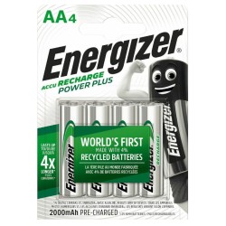 Επαναφορτιζόμενη μπαταρία Εnergizer ΑΑ-HR6 Power Plus, σε blister 4 τεμαχίων.