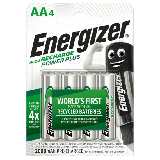 Επαναφορτιζόμενη μπαταρία Εnergizer ΑΑ-HR6 Power Plus, σε blister 4 τεμαχίων. Επαναφορτιζόμενη μπαταρία Εnergizer ΑΑ-HR6 Power Plus, σε blister 4 τεμαχίων.