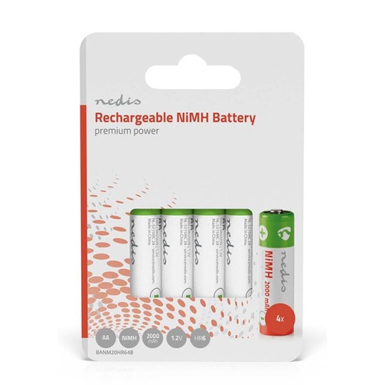 Επαναφορτιζόμενες μπαταρίες ΑΑ Νi-MH 2000 mAh 1.2V Ready to use, σε blister 4 μπαταριών.