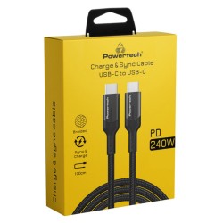 POWERTECH καλώδιο USB-C PTR-0140, PD 240W 5A, copper, 1m, μαύρο