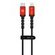Blavec Cable Raptor braided - Type C to Lightning - PD 20W 2,4A 2 metres Apple CarPlay black-red
