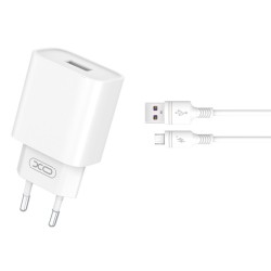 XO wall charger CE02D QC 3.0 18W 1x USB white + microUSB cable