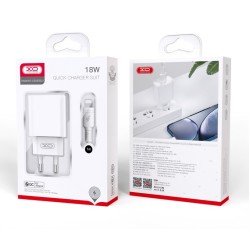 XO wall charger CE02D QC 3.0 18W 1x USB white + microUSB cable