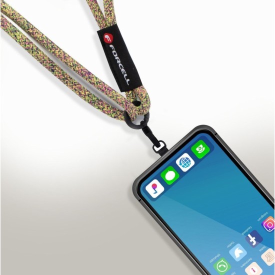 FORCELL F-DESIGN S10X165 crossbody phone lanyard with adjustable length green pink purple