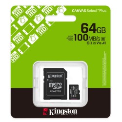 Kingston Canvas Select Plus microSDXC 64GB Class 10 U1 V10 A1 με αντάπτορα